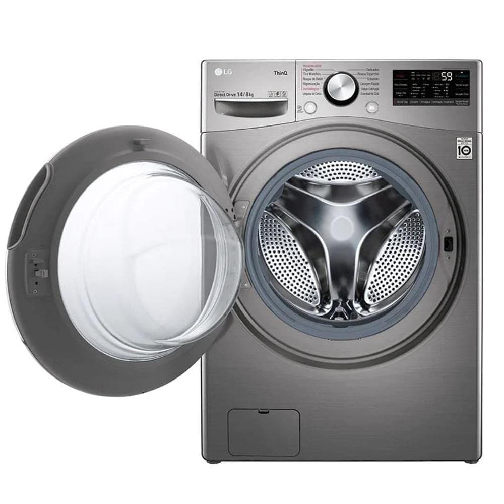 Lava e Seca Smart LG 14kg Aço Escovado com Inteligência Artificial AIDD™ - WD14EGS62 Motor Inverter 110V ou 220V