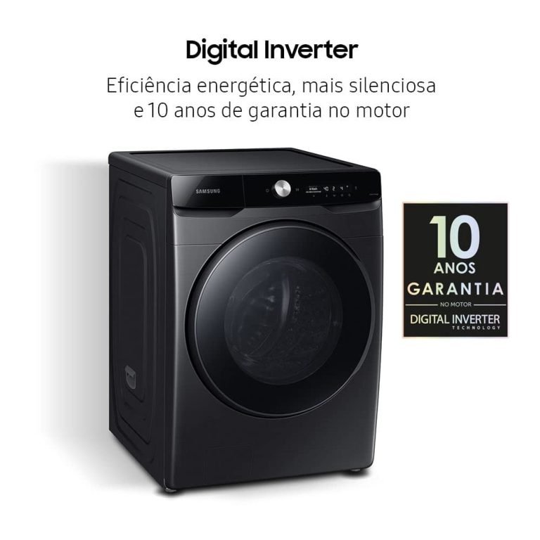 Lava e Seca 18 Kg WD18T Samsung Eco Bubble Preto e Inox com 25 Programas de Lavagem (8)